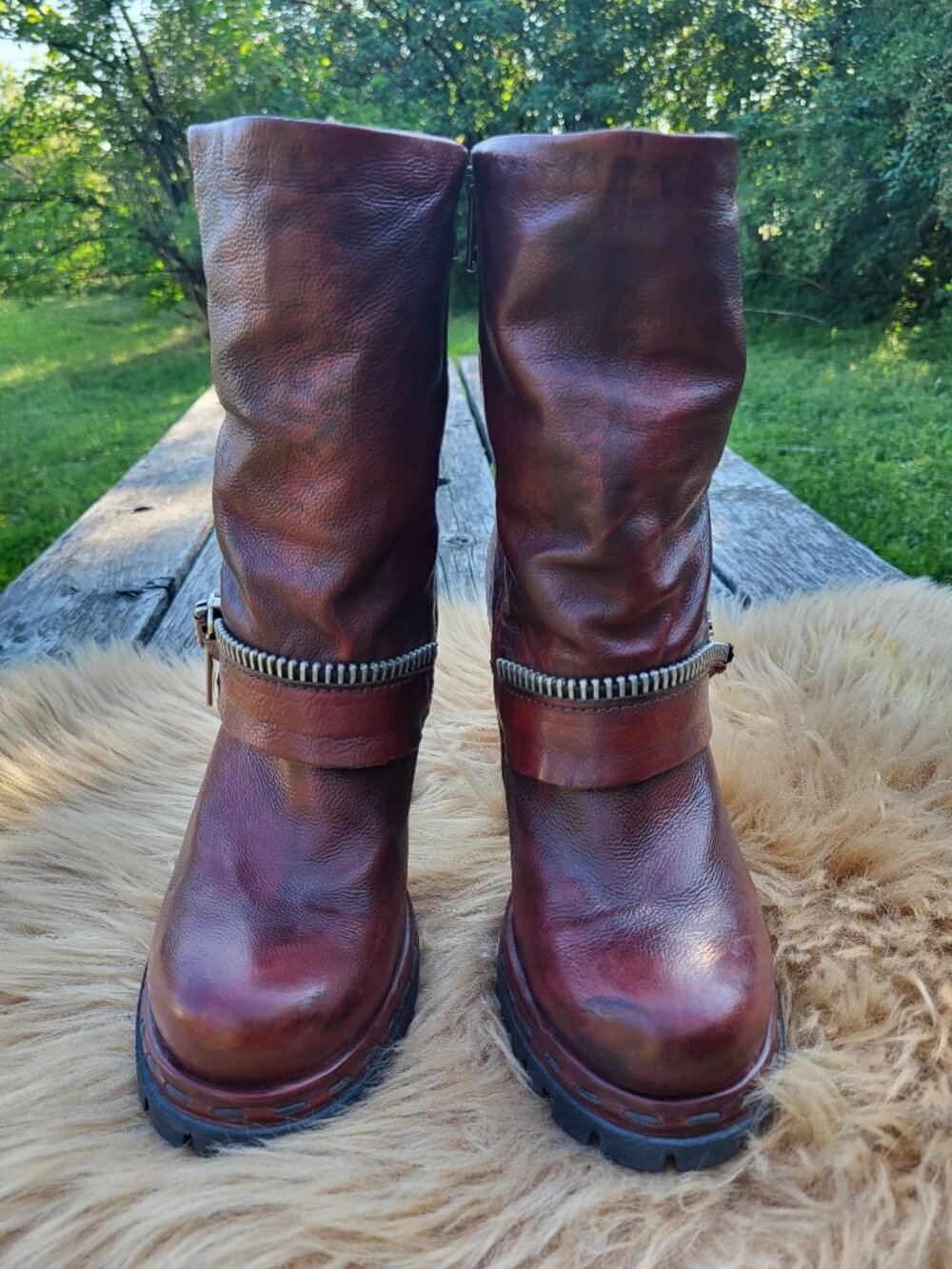 A.S.98 Made in Italy Leather Moto Boots | Size 38 | Distressed Brown - Picture 10 of 15